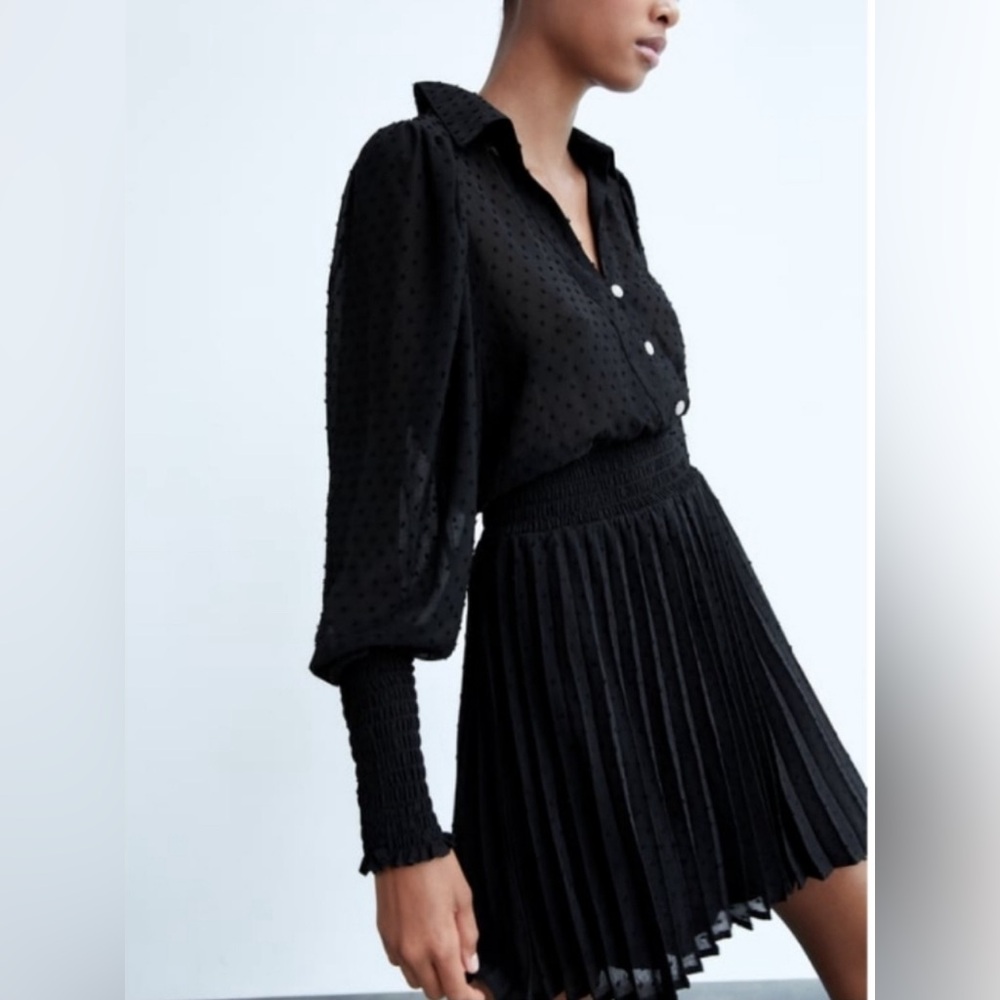 NWT Luxury Party Spring Summer Zara Sheer Polka Dot Jeweled/Embellished Dress